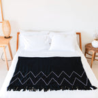 LINGGAH – Handgewebter Baumwollplaid schwarz 140 × 200 cm