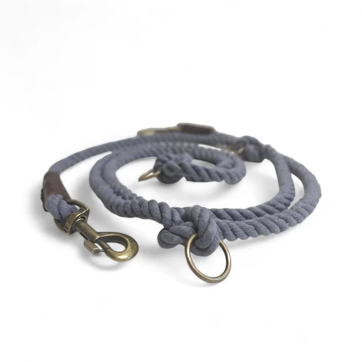 Cooper & Quint Twisted Cotton Verstellbare Hundeleine in Storm Grey
