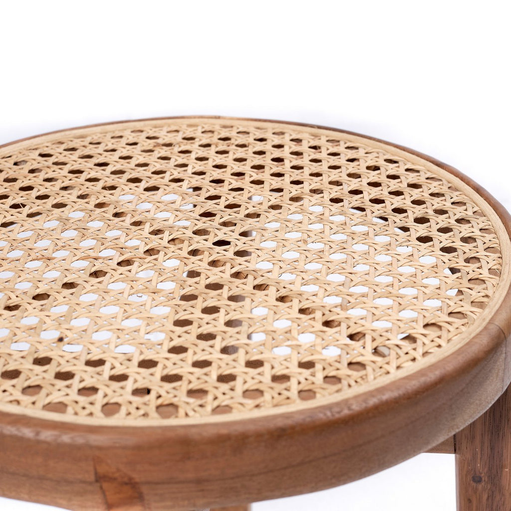 CARAMIN – Handmade stool from rainbow wood & rattan
