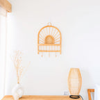 Banten Rotan Wandplank met 3 Haken – Handgemaakt