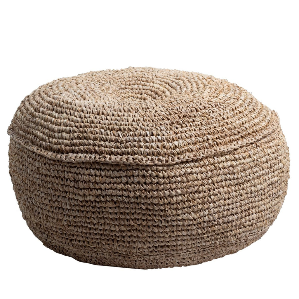 TELU – Handgefertigter Raffia-Pouf