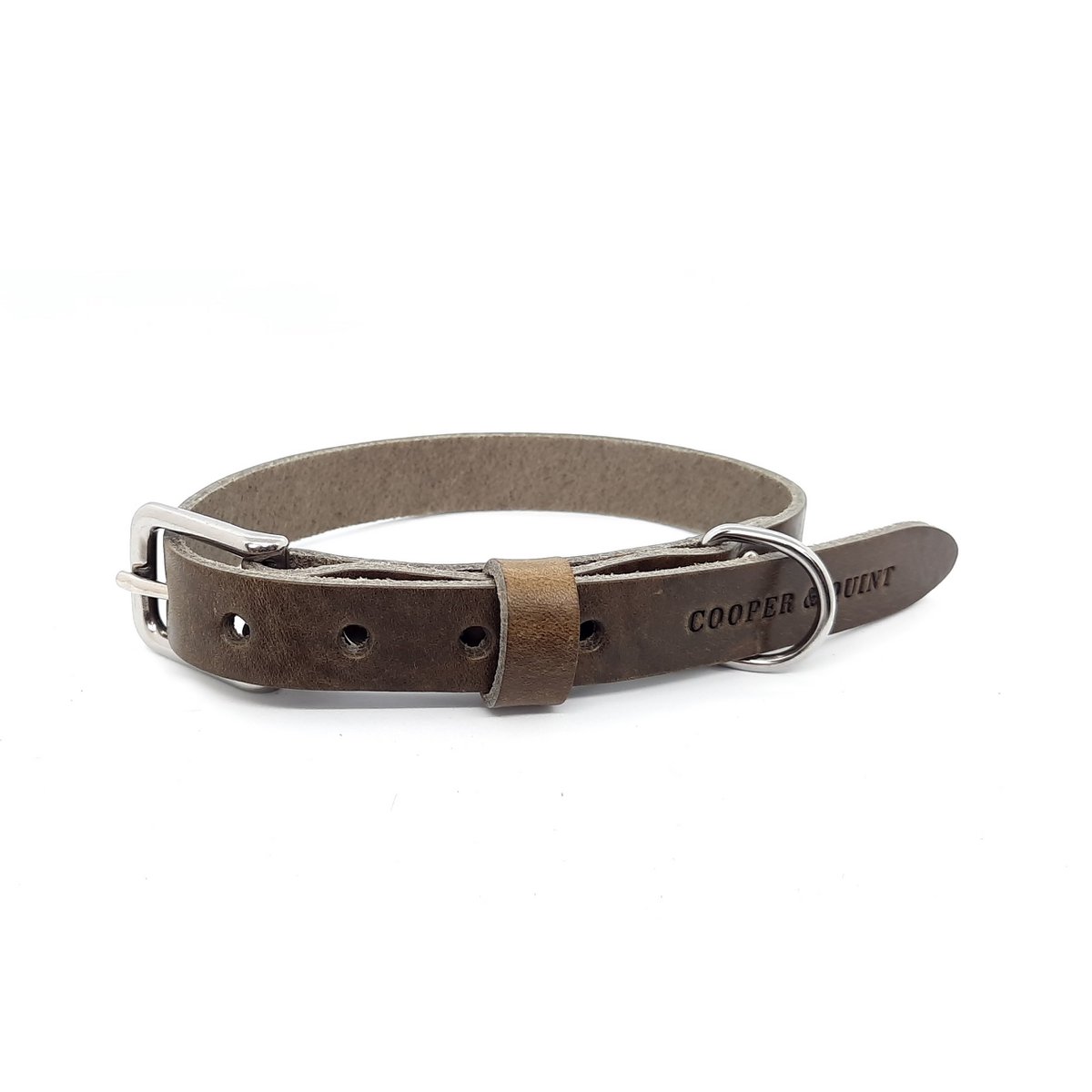 Cooper & Quint No Fuss Lederhalsband für Hunde – Stone