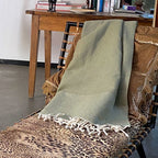 LANTARA Honeycomb Olive Green olijfgroene plaid van gerecycled katoen met wafelstructuur