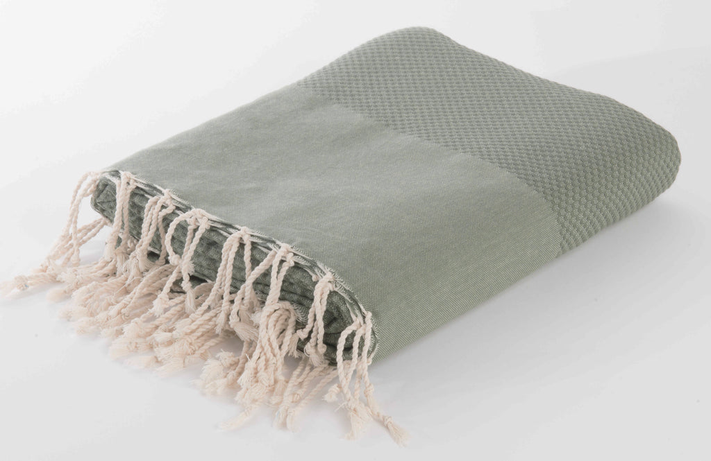 Plaid Grand Foulard Honeycomb - Olive Green