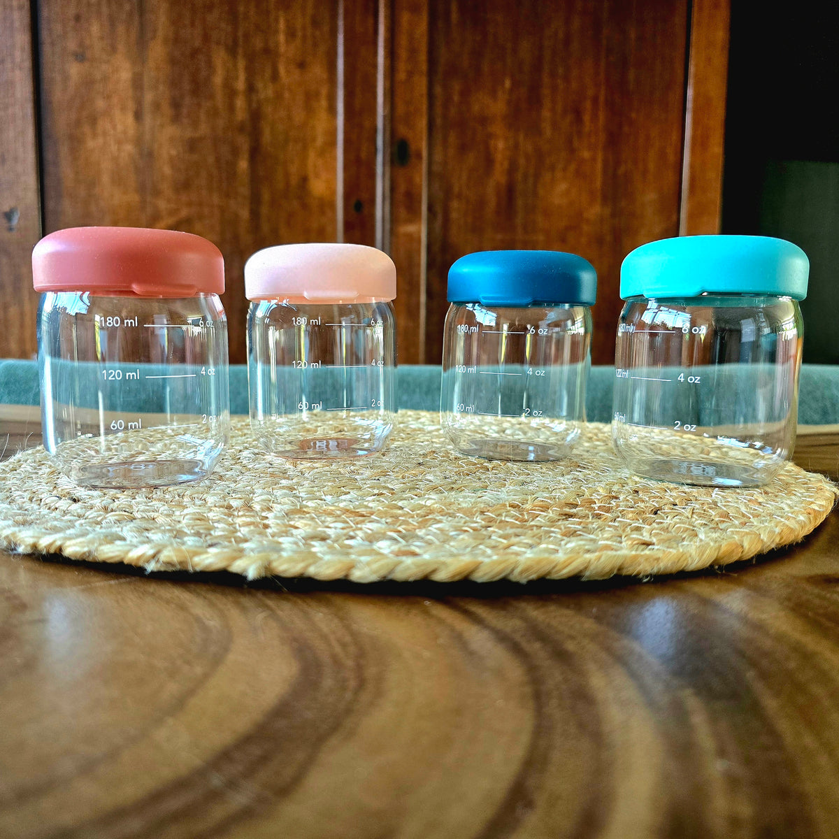 Set of 2 borosilicate glass food storage jars 180 ml